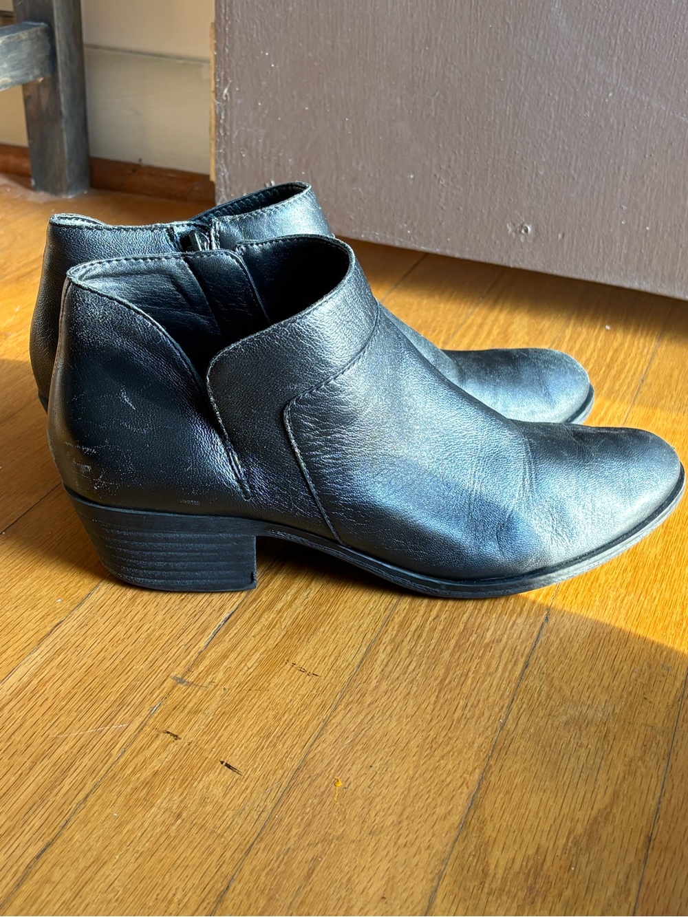 Lucky Brand Black Leather Ankle Booties, Size 9M